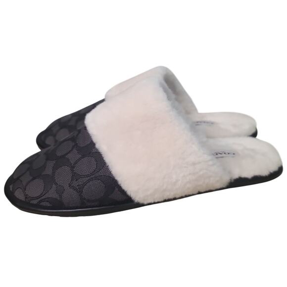 Coach Black Zena Slipper Signature Jacquard Size 10B - Picture 3 of 6
